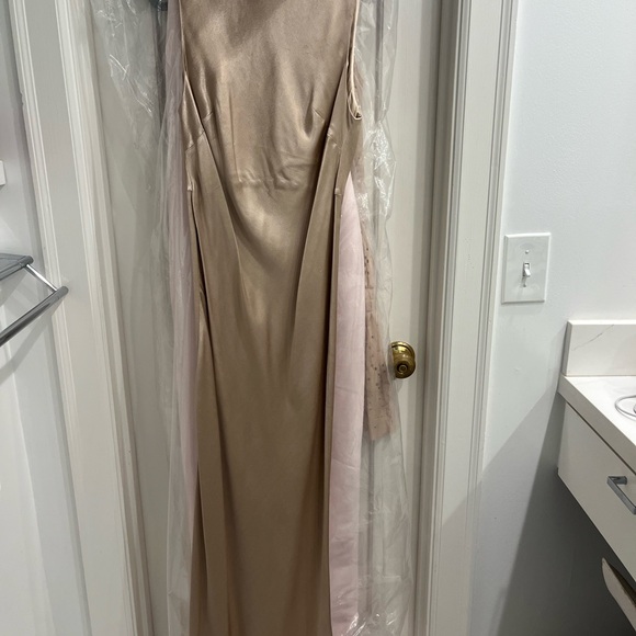 Elegant beige/brown Sleeveless Dress - Picture 6 of 7